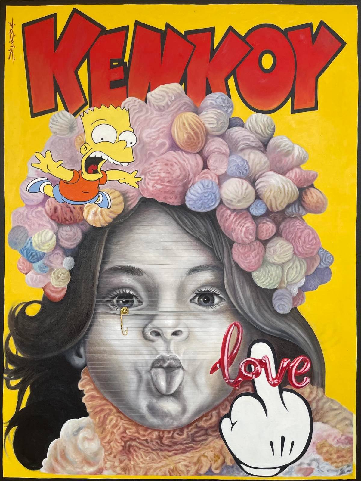 ‘Kenkoy’ 48 by 36 inches, oil on sliced canvas, 2024.